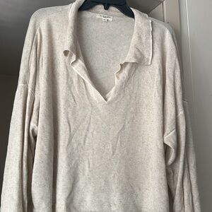 Max Studio Cream Long Sleeve Top